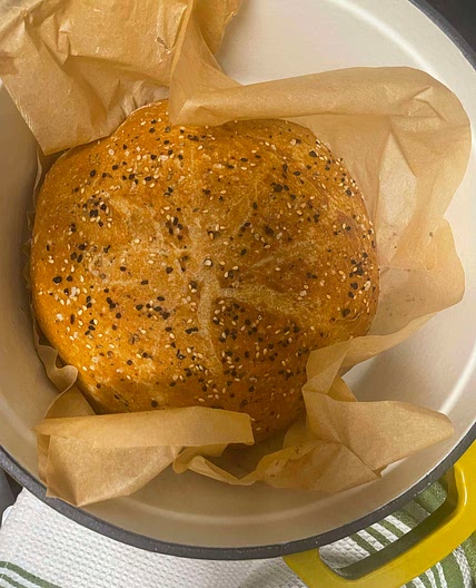 No knead, Dutch oven bread - extra protein