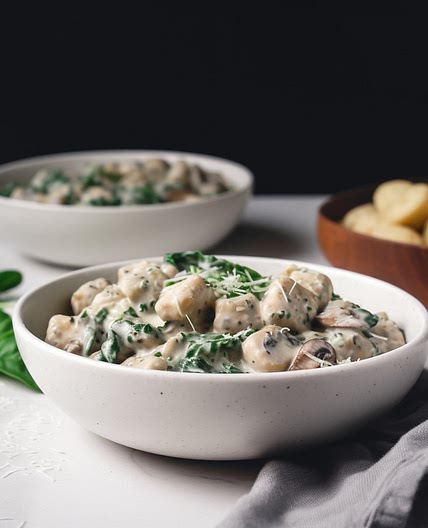 Creamy Mushroom and Spinach Gnocchi