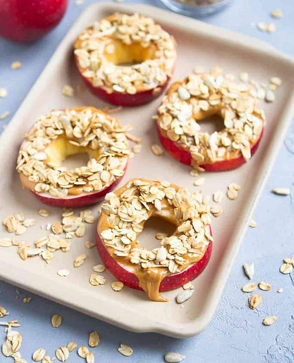 apple doughnuts and peanut butter