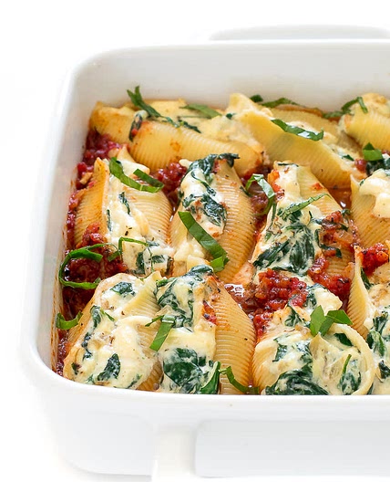 Spinach and ricotta stuffed shells 