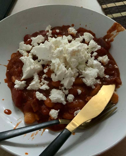 Greek tomato Feta beans