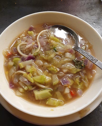 Spicy Veggie Spaghetti Soup (with lemon)