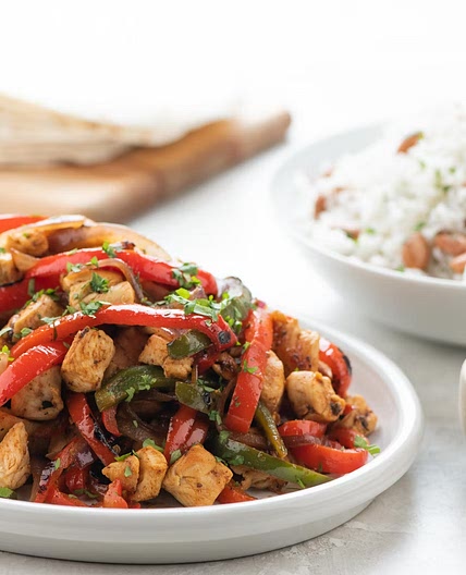 Chicken Fajitas with Rice and Beans
