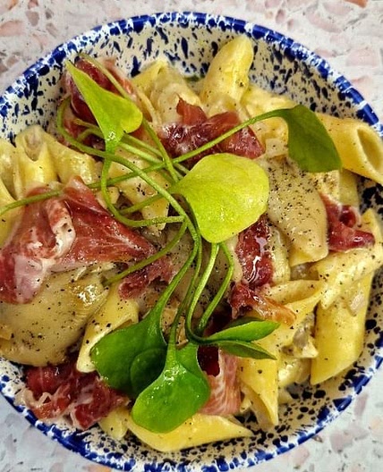 Pâtes Crémeuses au Jambon Ibérique et Pleurotes