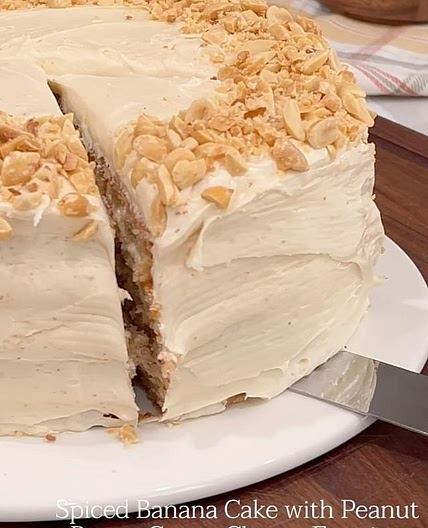 Spiced Banana Cake with Honey Peanut Butter Cream Cheese Frostin