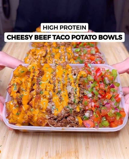 High Protein Cheesy Beef Taco Potato Bowls🧀🥩🍟 All for 522 Calori