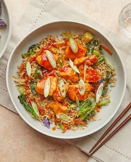 Korean-style Sticky Chicken with Rainbow Veg