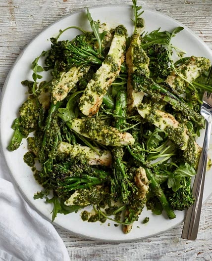 Grilled Chicken and Broccoli with Pumpkin Seed Pesto