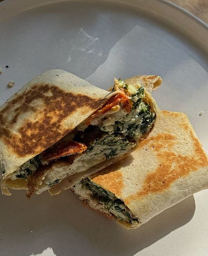Spinach feta and egg white wrap