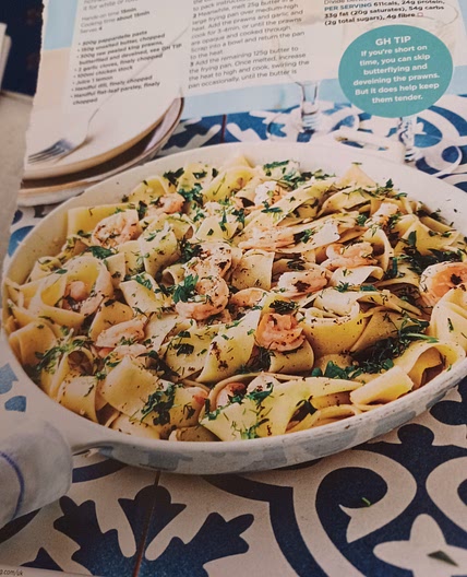 Garlic and brown butter and prawn pappardelle