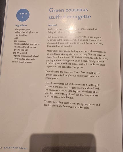Green couscous stuffed courgette