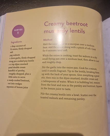 Creamy beetroot mustardy lentils