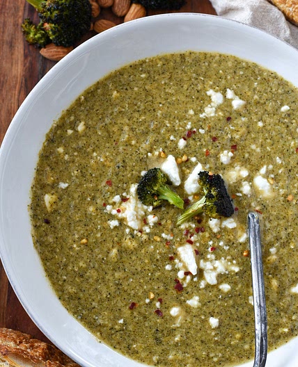 Broccoli Feta Soup with Almonds