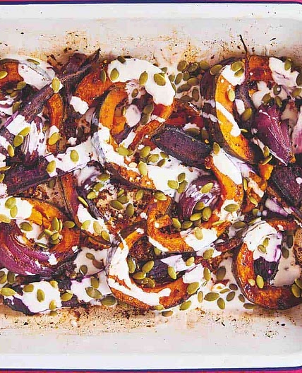 Rukmini Iyer's Bengali Five-spice Roasted Squash with Carrots & Pumpkin Seeds