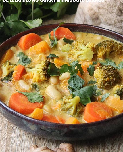 Soupe butternut, patate douce, brocoli curry