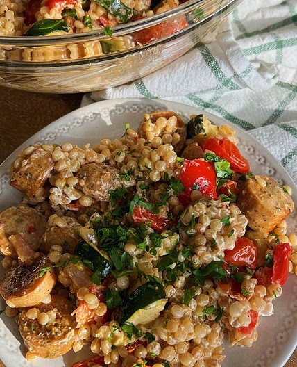 WARM ROASTED VEGETABLE COUS COUS SALAD