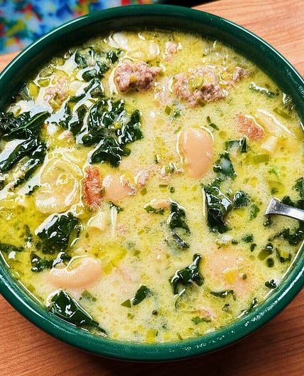 One-Pot White Bean Soup with Turkey Leeks and Kale