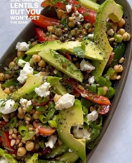 LENTIL, CHICKPEA, AVOCADO and GOATS CHEESE SALAD
