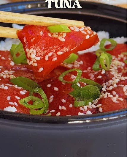 Vegan tuna from melon