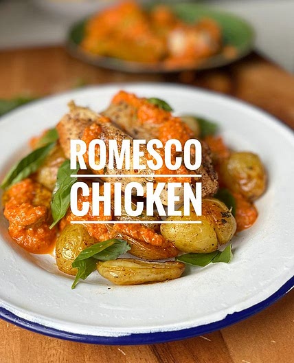 EASY! Romesco Chicken with crispy roast potatoes. 😋 RECIPE BELOW