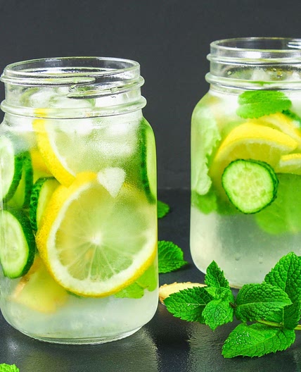 Lemon, Cucumber, Ginger, Mint Detox Water