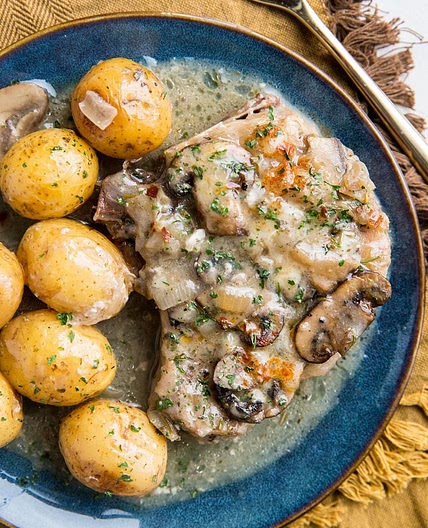 Creamy Crock Pot Pork Chops with Potatoes and Mushrooms