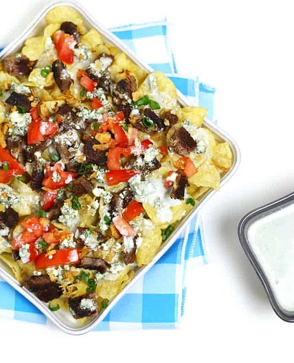 Blackened Steak and Blue Cheese Nachos