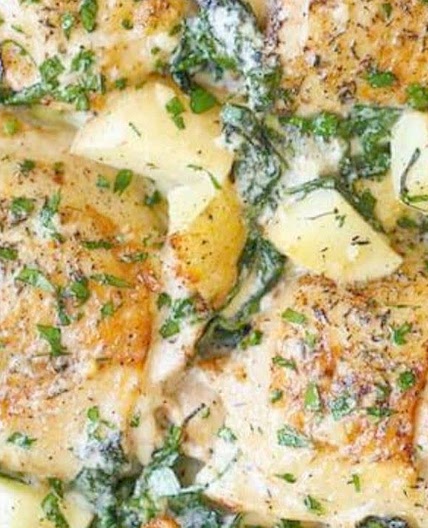 Chicken and Potatoes With Garlic Parmesan Cream Sauce
