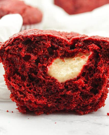 Cream Cheese Filled Red Velvet Muffins