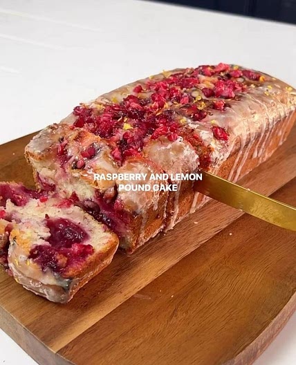 Raspberry and lemon pound cake!