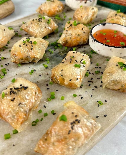 Salmon Rice Paper Parcels