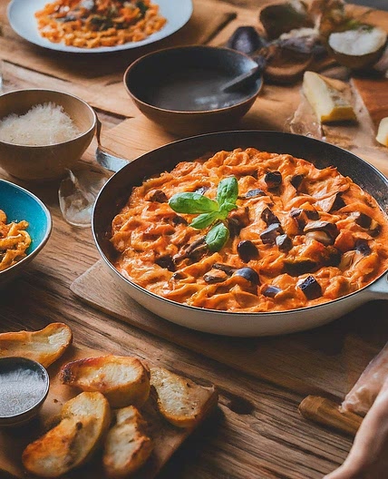 Creamy Tomato & Eggplant Pasta