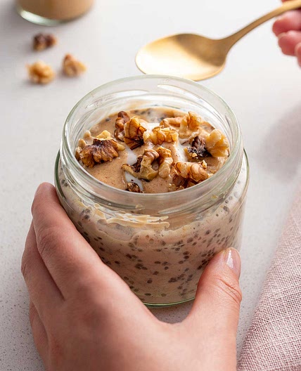 Apple Pie Overnight Oats with Date Caramel Sauce