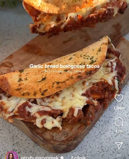 Garlic bread bolognaise tacos