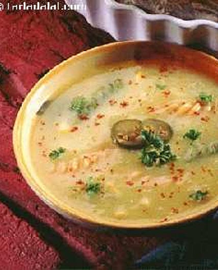 Corn, Basil and Fusilli Soup