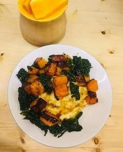 Omnia Roasted Squash, Vegan Mash with Mango, lime & Chilli Dressing