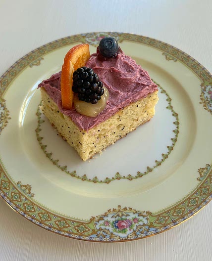 Lemon Poppy Berry Sheet Cake