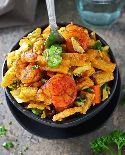 Easy Sri Lankan Shrimp Kottu Roti
