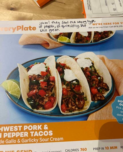 Southwest pork and green pepper tacos