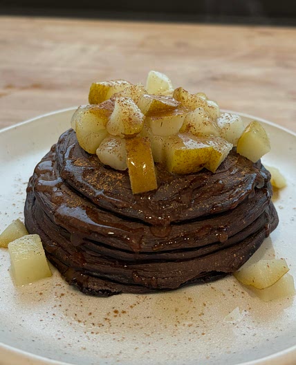 Pancake ricotta pere e cioccolato