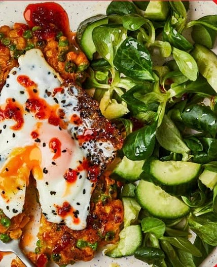 Indian-Style Pea & Sweetcorn Fritters With Nigella Eggs