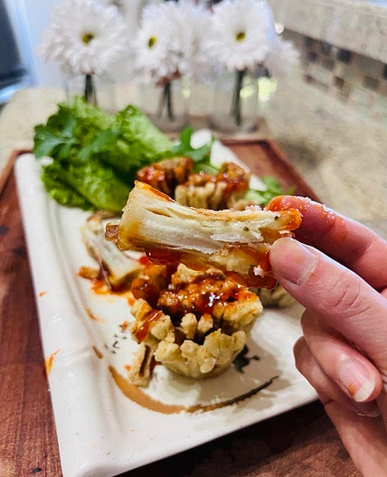 Eggplant Blossom with Sweet and Sour Sauce