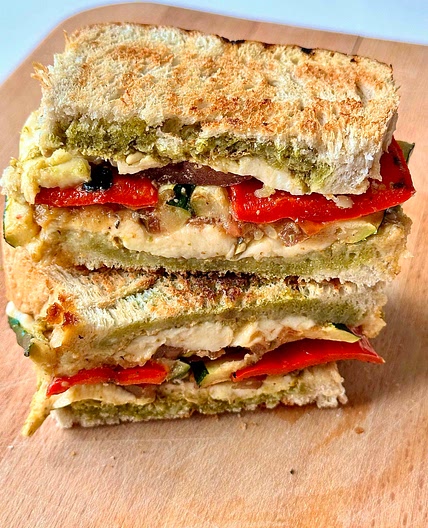 Pesto and Grilled Veggie Sandwich
