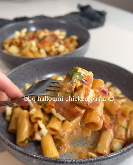 BBQ Halloumi Chicken Pasta 🤤🔥