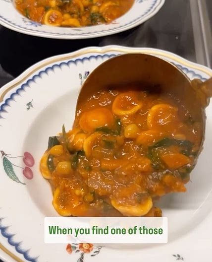 Nourishing veggie broth with orecchiette
