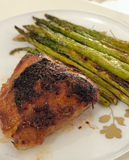 Sheet-Pan Miso-Honey Chicken and Asparagus