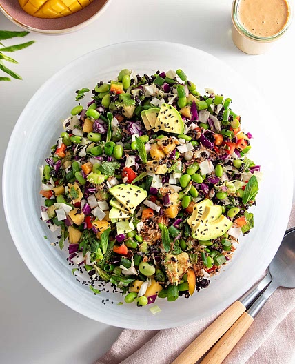 Rainbow Crunch Salad with Peanut Dressing