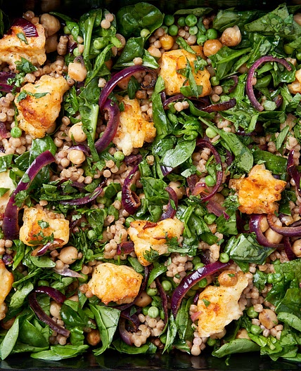 The Quick Roasting Tin: Halloumi and Red Onion Salad with Giant Couscous