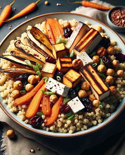 Salade de légumes rôtis et quinoa gourmand