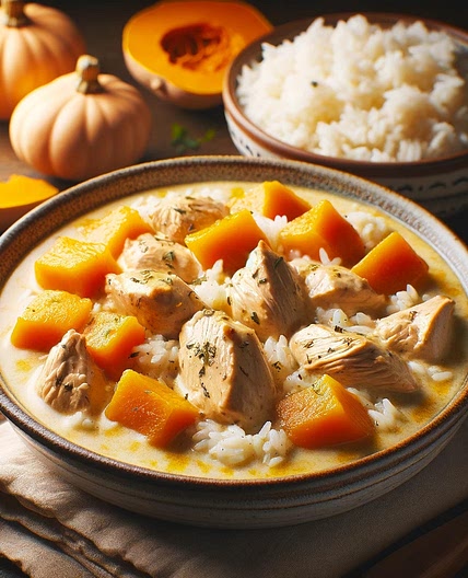 Poulet façon blanquette et potimarron